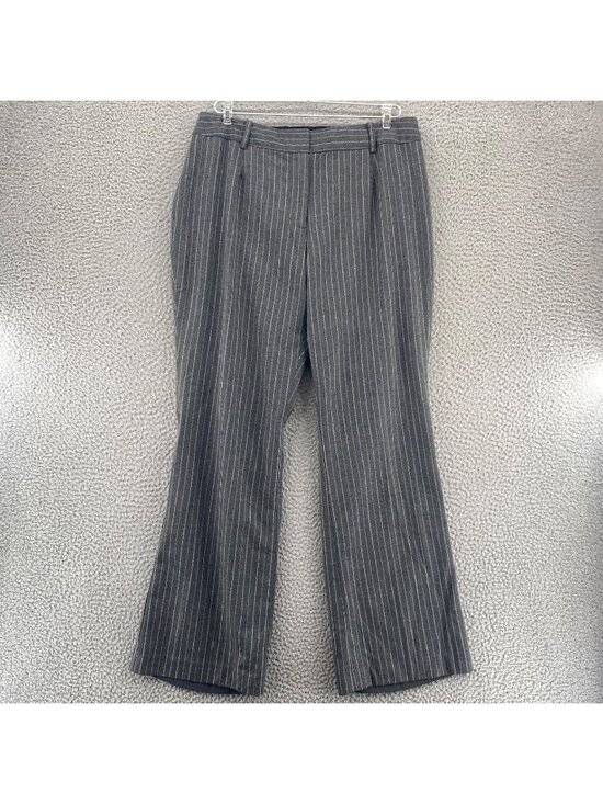 Talbots Pants - Talbots Pants Womens 12W Gray Pinstripe Wool Stretch Wide Leg Trousers Career